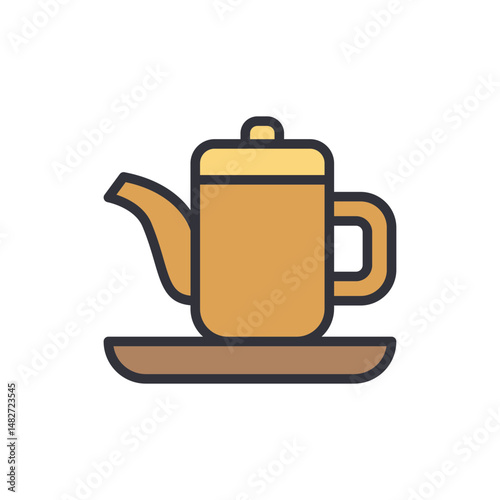 Classic Tea Pot On A Plate For Breakfast Or An Afternoon Break