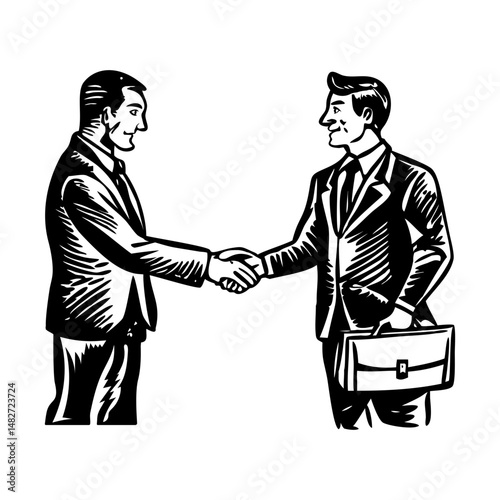Vintage illustration showing business negotiation between two characters