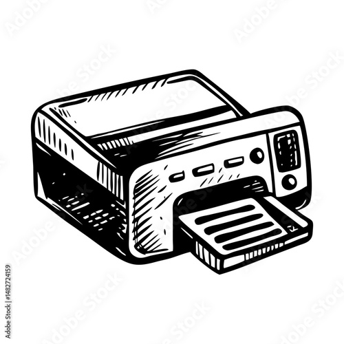 A vintage style illustration of an imprinter machine