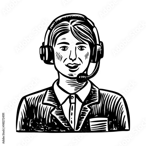 A vintage style illustration showing customer service