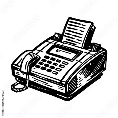 A vintage style illustration of a fax machine