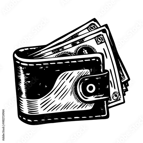 A glyph style illustration of a money wallet