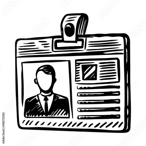 A sketchy style illustration of an employee card
