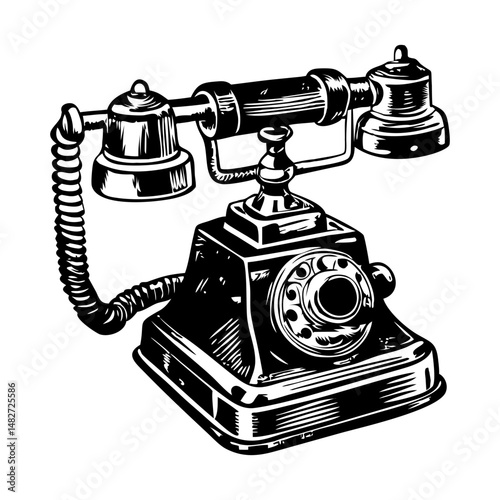 A vintage telephone illustration in vintage style