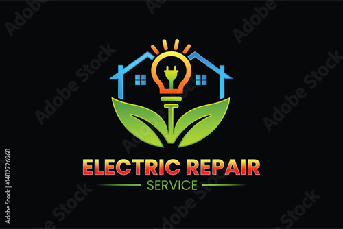 Electric logo. Electrical Power Sun Solar Energy Logo