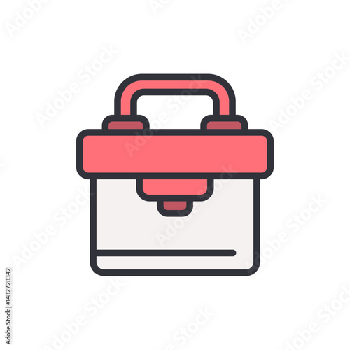 Modern Styled Icon Of A Pink And White Container With A Handle