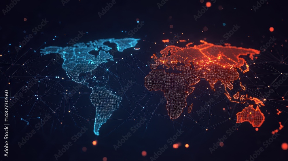 Fototapeta premium Logistics network flat design front view global trade animation Split-complementary color scheme.