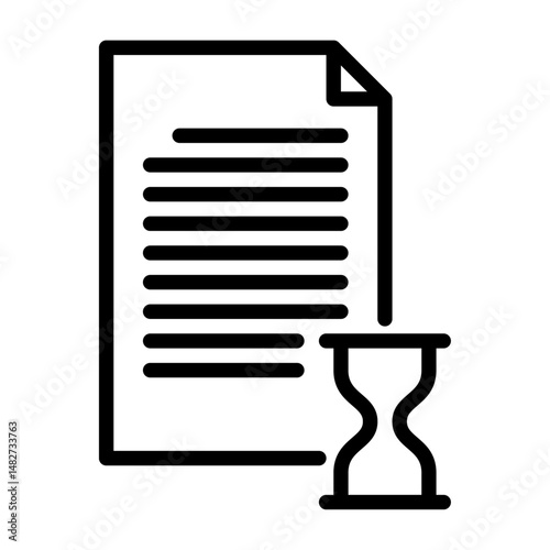 deadline task outline icon. task duration black line illustration.