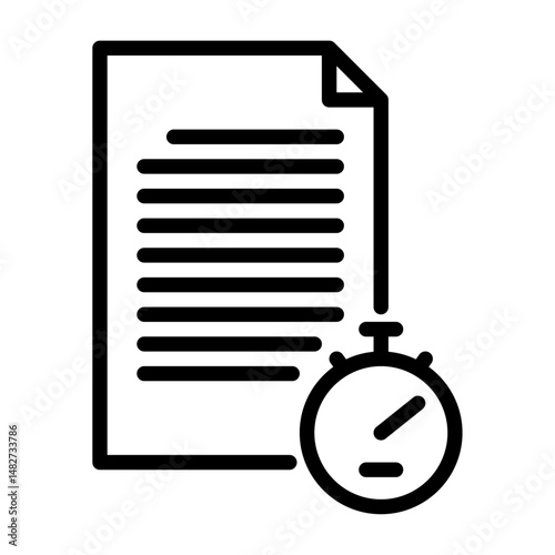task duration outline icon. deadline black line illustration.