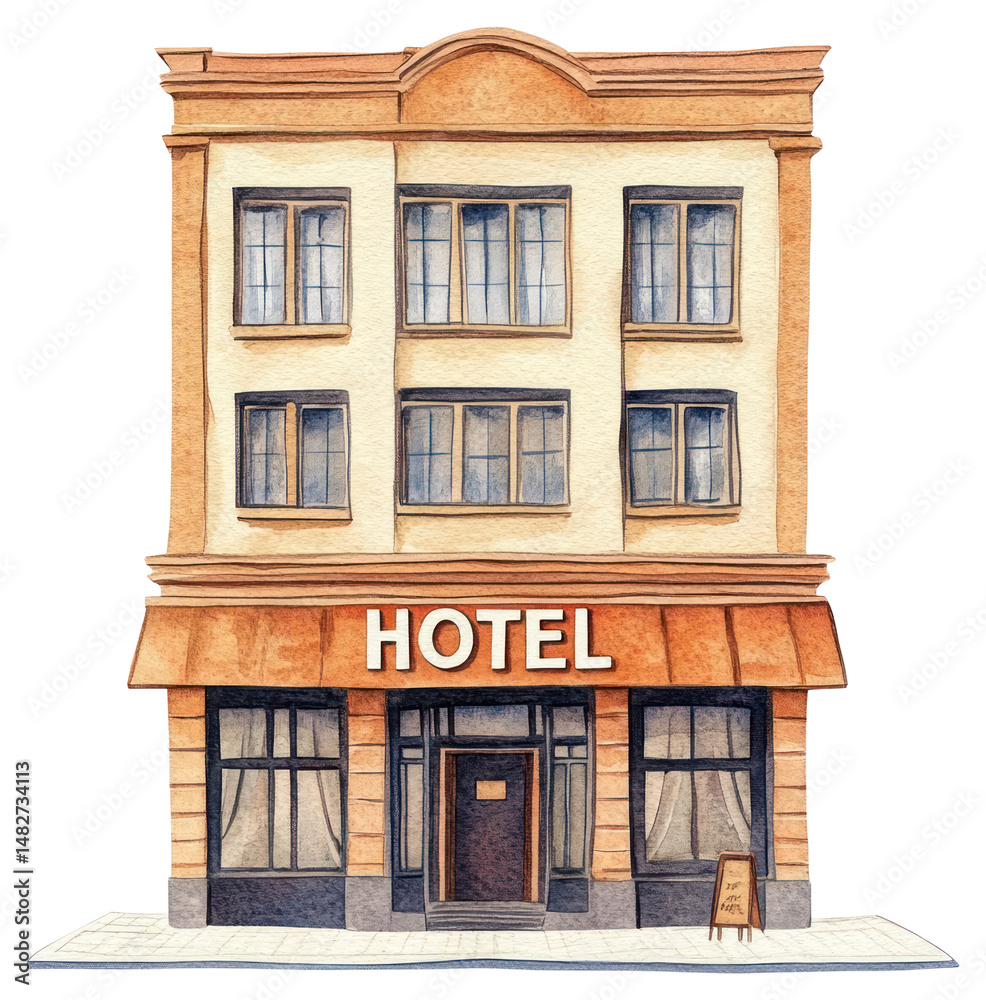 Fototapeta premium PNG Tall Hotel building hotel architecture illustration.