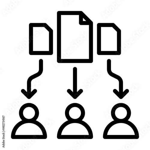 task allocation outline icon. assigning tasks black line illustration.