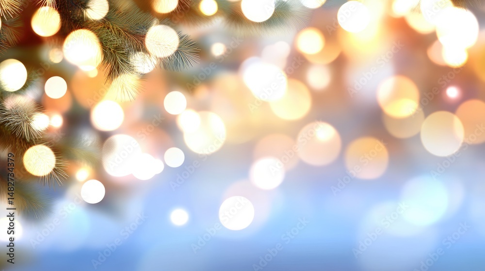 Fototapeta premium Festive Christmas lights bokeh