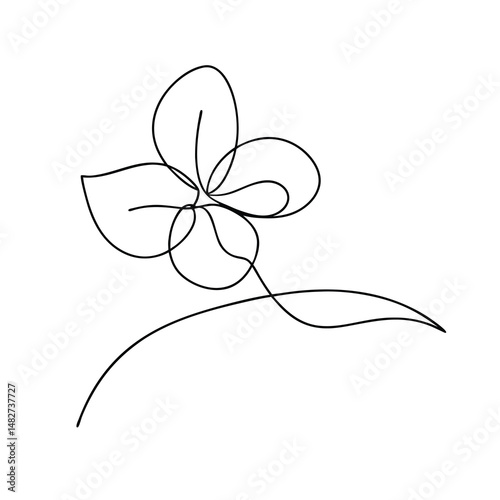 Delicate oneline drawing of a four petal flower with stem art