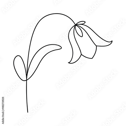Simple line drawing of a downward facing bell shaped flower bloom