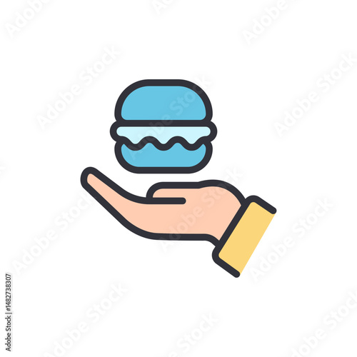 Offering A Culinary Delight Hand Holding A Blue Macaron