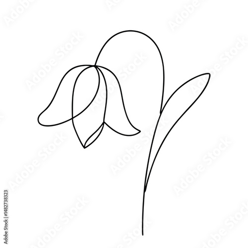 Elegant single line drawing of a nodding flower, showcasing its gentle curve