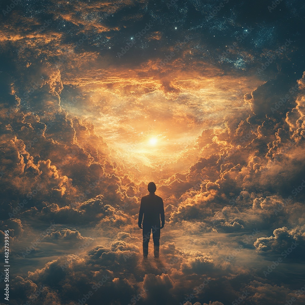 Obraz premium Exploration of cosmic realms surreal landscape digital art infinite space dreamlike perspective