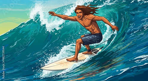 Ocean's Embrace: A Surfer's Dance