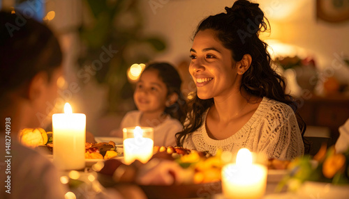 Serene Mother’s Day Evening with Family Dinner by Candlelight, Loving Mother Moment photo