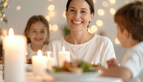 Serene Mother’s Day Evening with Family Dinner by Candlelight, Loving Mother Moment photo