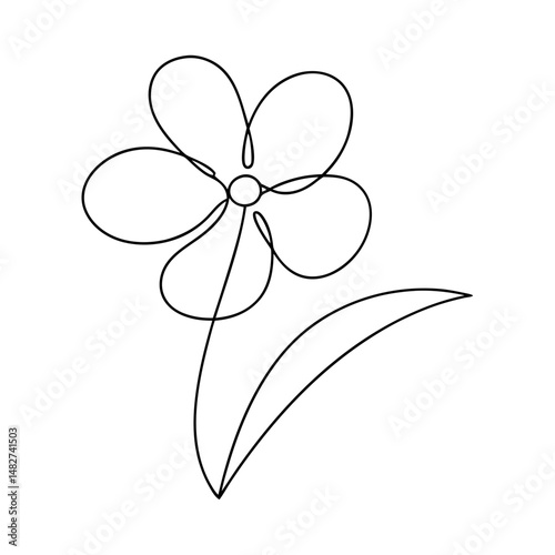 Wallpaper Mural Simple One Line Daisy Flower Drawing in Black and White Minimalist Style Torontodigital.ca