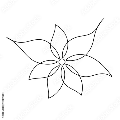 Elegant floral design with eight petals in black line art simplicity