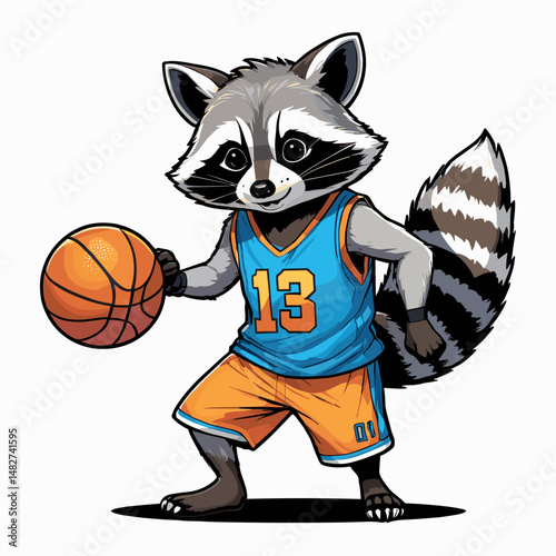 Basketball Raccoon Mascot