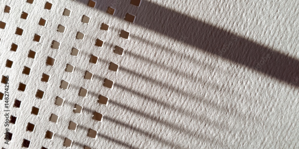 Obraz premium Close-up of perforated white paper with grid pattern and punched holes 