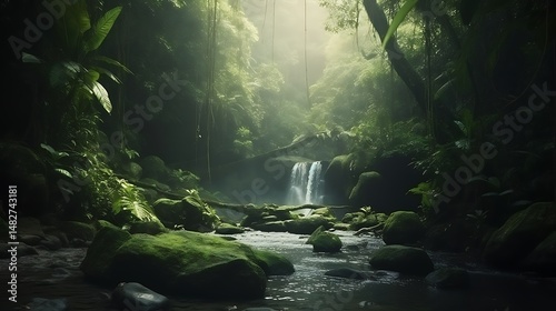 Wallpaper Mural Jungle River Waterfall. Torontodigital.ca