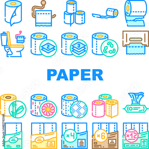 toilet paper tissue roll icons set vector
