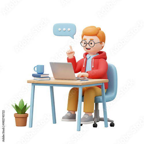Male Laptop Idea Thinking Working Online Communication Technology