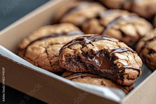 Cookies with chocolate immediately after cooking. Generative AI photo