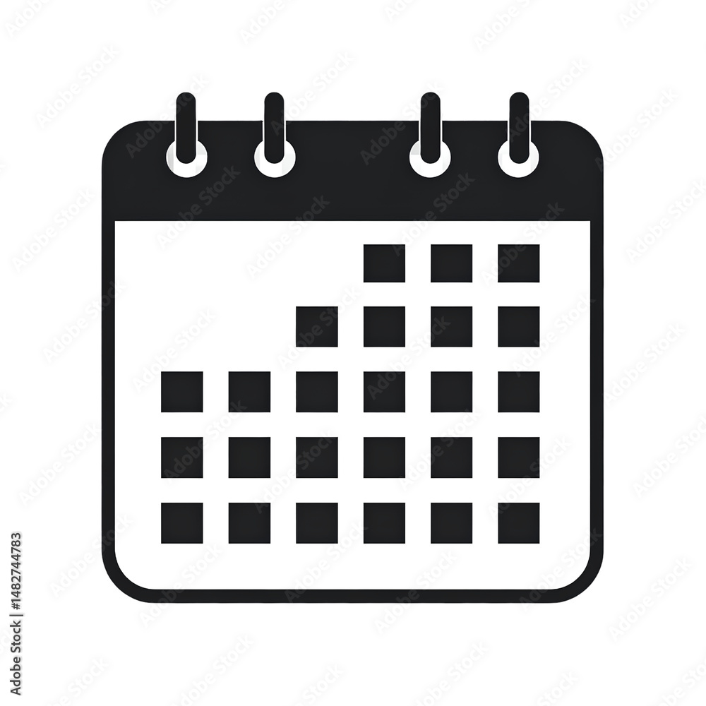Flat Calendar Icon with Date Display, Transparent Background Flat Calendar Icon with Date Display, Transparent Background