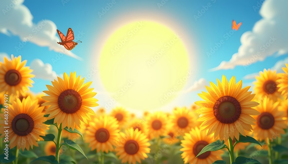 Obraz premium Sunflowers in bloom under shining sun