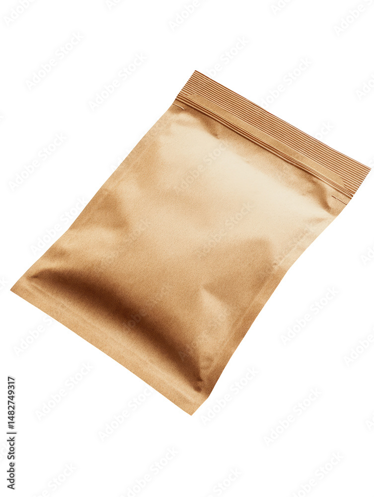Beige resealable pouch. Empty, ready for contents Beige resealable pouch. Empty, ready for contents