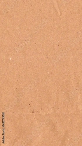 Beige kraft paper noise texture vertical stop motion video. Old page overlay effect background loop animation. Vintage paper texture with crease, stain, grain, dust particles. Empty animated backdrop