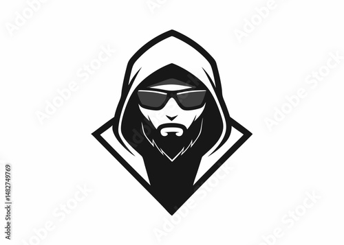man with hoodie logo
