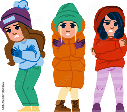 fear kid girl shiver vector