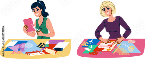 albums scrapbooking woman vector
