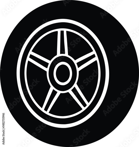 vehicle tire or car wheel silhouette vector