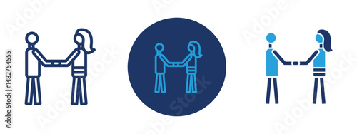 Set of 5 pixel perfect colored Respectfulness icon with 1 unexpanded, 1 silhouette,  Two hands together or bow gesture symbolizing respect or politeness.