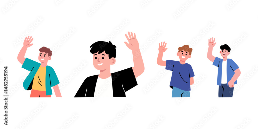 Fototapeta premium flat illustration of a teenager waving hand