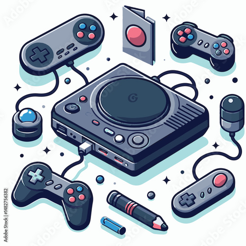 console, gaming, gamepad, joystick, game, entertainment, play, controller, technology, digital, gamer, video, device, control, fun, computer, illustration, vector, design, equipment, retro, joy, graph