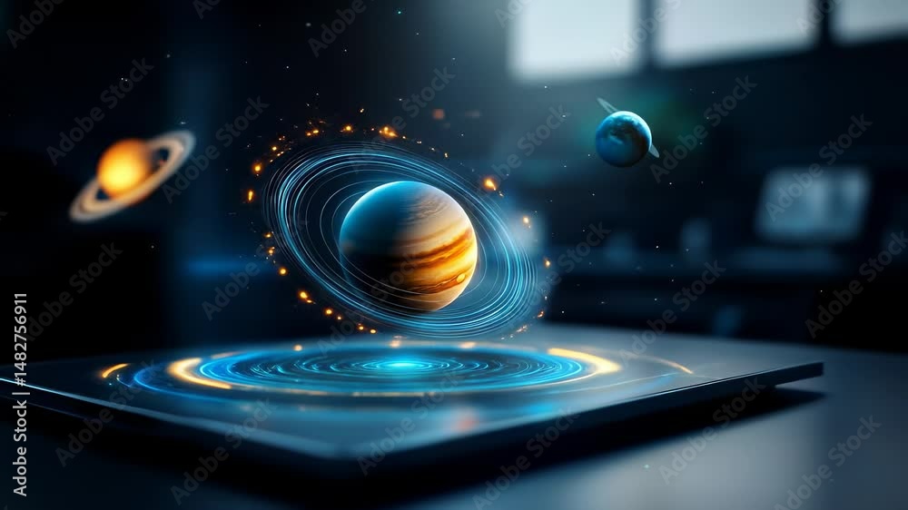 Holographic Planets on Digital Tablet Screen