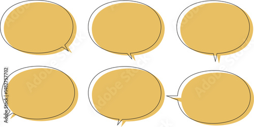 ふきだし　セット　シンプル　右　左　黄色　Simple speech bubble.