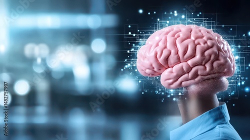 Conceptual Art of Human Brain with Digital Enhancement Effects