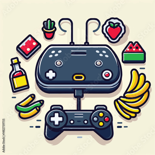 console, gaming, gamepad, joystick, game, entertainment, play, controller, technology, digital, gamer, video, device, control, fun, computer, illustration, vector, design, equipment, retro, joy, graph