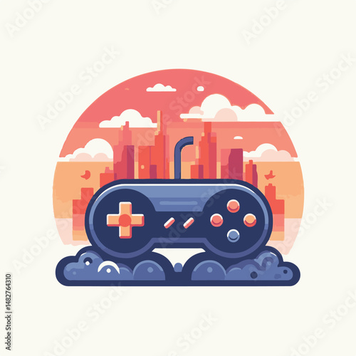 console, gaming, gamepad, joystick, game, entertainment, play, controller, technology, digital, gamer, video, device, control, fun, computer, illustration, vector, design, equipment, retro, joy, graph
