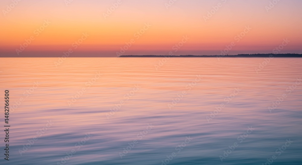 Fototapeta premium Serene seascape at dawn with soft pastel colors reflecting in calm waters