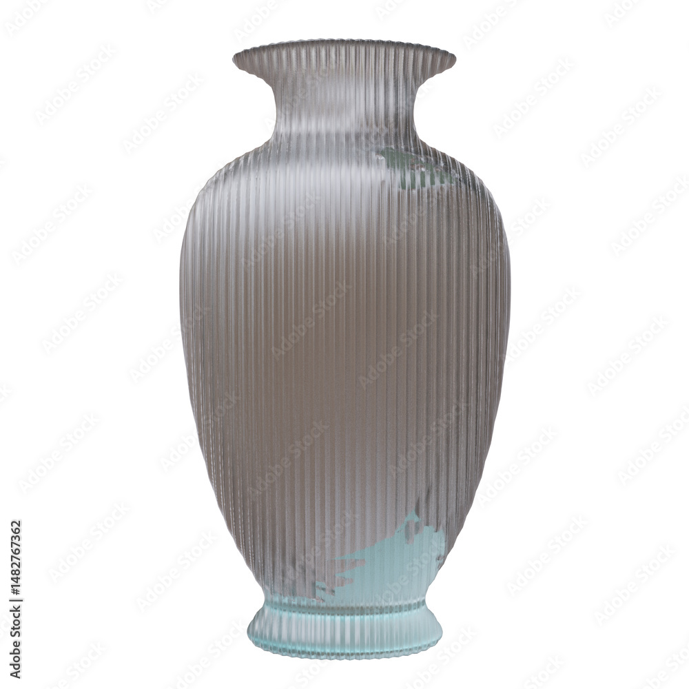 Glass vase isolated on white, transparent. Decoration pot for interior design